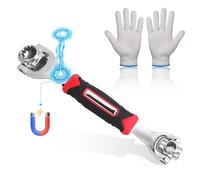 Llave de vaso universal 52 en 1, magnética, llave de vaso universal giratoria de 360 grados, herramientas de reparación rotativa de acero inoxidable, equipado con un par de guantes de algodón.