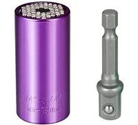 Llave de vaso universal de 7 a 19 mm, herramientas de mano, adaptador de taladro, kit de herramientas de reparación, regalos para padres, manitas de bricolaje, chicos, morado