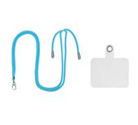llave del teléfono, cuello colgado, Cordón desmontable universal for teléfono con correa ajustable con parche transparente multicolor(Blue)