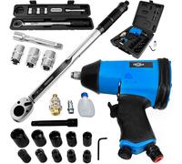 Llave dinamométrica 1/2" + set de 17 llaves de impacto