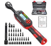 Llave dinamométrica digital, juego de llaves dinamométricas para bicicleta con accionamiento de 1/4", 1,5-30 N.m con avisador acústico e indicador LED, puntas y llaves de vaso para bicicletas
