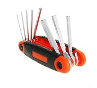 Llave dinamométrica hexagonal para reparación de bicicletas, llave plegable resistente con agarre ergonómico, ABS + acero al cromo-vanadio, 112 x 44 mm, naranja/negro (TORX)