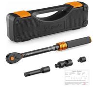 Llave Dinamometrica Moto 3/8 Pulgadas, 72 Dientes Reversible, Llave Dinamométrica 5-60 Nm para Bicicleta, Moto y Coche, con Adaptador 3/8" a 1/4", Interface Universal 3/8", Prolongación de 75mm