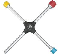 Llave en cruz HAZET 705V I Perfil hexagonal exterior 17x19x21 Accionamiento cuadrado exterior 12,5 = 1/2 I Todos los tamaños de llave estándar en una sola herramienta - para coches y mucho más