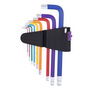 Llave hexagonal de 9 piezas con patrón de bola, herramienta manual ideal para reparación de muebles, maquinaria e instrumentos musicales del hogar (Juego de nueve piezas estándar de color)