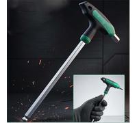 Llave hexagonal de extremo de bola con mango en T con ángulo de desplazamiento de 25 grados y cuerpo de acero al cromo vanadio para uso pesado (10 mm)