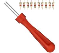 Llave instaladora compacta de metal rojo para válvula de neumático de plástico para coche, bicicleta, motocicleta, herramienta versátil con juego de accesorios (B)