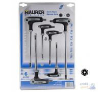 Llave Maurer Plus Macho Torx Con Agujero Serie 6 Piezas Acero S2 T