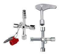 Llave Multifunción de 4 Vías, 3 Piezas, llave de control multifunción, Llave Triangular, Llaves de Cruz de 4 Vías, Llave de Cruz Universal, para Contadores de Electricidad y Agua, Ascensores