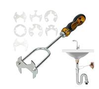 Llave para fregadero de cocina - Herramienta hidráulica ajustable | 7 cabezas macho intercambiables | Grifo bajo lavabo casa apartamento baño, kit mantenimiento tubos, herramienta multifuncional