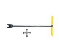 Llave profesional larga de 17 pulgadas con mango en T de 4 vías para áreas con válvula de agua y difíciles de alcanzar, medidor de agua en forma de T
