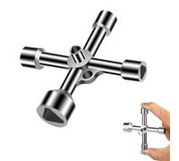 Llave triangular, 4 vías, 5 tamaños, dimensiones interiores 7 mm/10 mm/12 mm/13 mm/18 mm, llave triangular para terminal, basura, caja eléctrica, gas, agua, contador eléctrico, armario (plata)