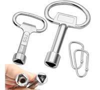 Llave Triangular Contador, FORMVERSITY 2 Artículos Llave Contador Agua Llave Ascensor, Llave Triangular Lave Maestra Llave Universal para Cubo de Basura Llave Cuadro Electrico