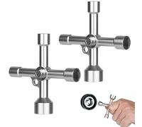 Llave triángulo 4 vías 5 tamaños 5/8/9/10/13mm Llave universal 2 piezas de aleación de zinc para gabinete eléctrico medidor de agua gas ascensor resistente portátil multifunción con anillo llavero