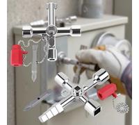 Llave universal, 2 Piezas Llave Cruzada Universal Multifuncional, Llave Multifuncional de 4 Puntas, para Caja de Contador de Gas Eléctrico, Llave de Apertura de Armario