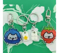 Llavero 2D, Llavero 2D con Forma de de Moda, Llavero Divertido de Meme de Gato, Gato de Fresa Lindo para Hombres, , Accesorio de Regalo para Amantes