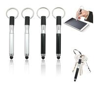 Llavero 4 en 1 con lápiz capacitivo con mini bolígrafo, lápiz capacitivo de bala, llavero de metal para tabletas con pantalla táctil
