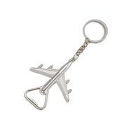 Llavero abrebotellas con forma de avión, colgante en forma de avión (plateado)