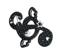 Llavero acrílico versátil para llaves o bolso con orejas mosquetón, accesorios para mujeres de moda, soporte de orejas de dibujos animados, Notas negras, Talla única