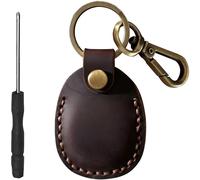 Llavero AirTag de piel auténtica para Apple AirTags. Funda segura antipérdida, antiarañazos para llaves, collar de mascotas, bolsa, equipaje, hecho a mano, protector de 360°, llavero de cubierta