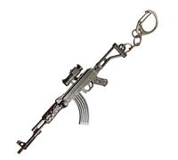 Llavero AK47 Tactical de Aleación Zamak Cromado | Mini Fusil de 11 cm, Total 16 cm con Cadena y Argolla | Diseño Realista de Fusil Militar | Llavero Decorativo y coleccionable