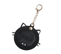 Llavero anti pelo para perro, llavero de almacenamiento anti pelo de gato en forma de cabeza de gatito, creativo con compartimento de fotos para mochila bolsa de casa, escuela de viaje a mano, Negro