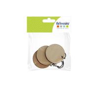 Llavero - ARTEMIO - Redondo de madera - 5 cm - Beige - 3 pcs