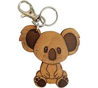 Llavero artesanal Koala de cuero auténtico grabado con láser y tamponado a mano, fabricado en Italia, idea de regalo para amantes de los animales