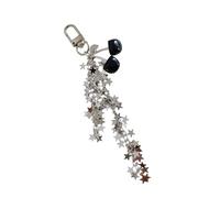 Llavero artístico de frutas en forma de estrella, borlas desmontables, colgante de metal de resina, accesorio diario, decoración moderna de teléfono, Negro, Talla única