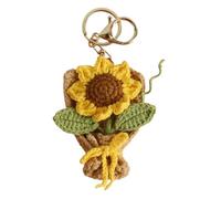 Llavero artístico de punto floral para decoración de escritorio | Decoración floral de punto para mochilas e interiores de coche; soporte de flores de ganchillo, dije de bolso,