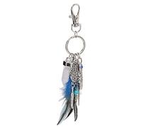 Llavero Atrapasueños Piedra Preciosa Turquesa Natural Pluma Palma Llavero de la Suerte Bolsa Anillo Colgante Adornos Colgante de Coche