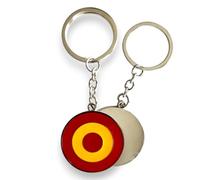 Llavero Bandera de España en Círculo Tipo Diana | Aleación de Metales Cromado y Colores Esmaltados | 10 cm con Cadena y Argolla | Diámetro 4 cm | Peso 27 g | Resistente y Elegante | Accesorio patriota