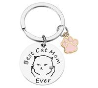 Llavero Best Cat Mom Ever: regalo de cumpleaños para mujeres, regalo del día de la madre de hijo/hija, regalo de graduación para amantes de los gatos, regalo de despedida de compañeros de trabajo