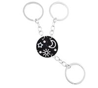 Llavero BFF para 3 - Trio Sun Moon Star Friendship Puzzle Llavero a juego para mejores amigas, hermanas, regalos de joyería para siempre, Sol, luna, estrella, negro, Large