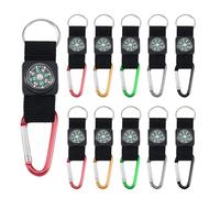Llavero Brújula,Zuzer 10pcs Brújula Mosquetón con Cincha para Senderismo al Aire Libre Acampar(Oro Plata Rojo Azul Negro)