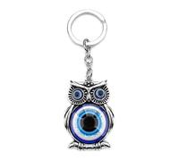 Llavero Buho y Ojo Turco, Amuleto Mal de Ojo y Protección, Lucky Charm Colgante Para Bolso, Regalo de Cumpleaños Para Mujer, Hombre, Niña, Mochila, Llave de Coche (Azul/01)