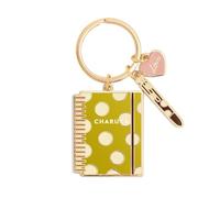 Llavero Charuca Metálico Dorado - Colección Novedades Varios Modelos (1. Agenda Pistacho: Llavero Charuca "Mi Agenda" Pistacho - Charm Metálico Dorado 8x3,8 cm.)