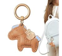 Llavero chino Luck - Horse Token, colgante de accesorios de | Artificial Leather Craft Compact Size Cultural Keepsake Spring Festival Gift Student Collectors Backpack Carryall Everyday Styli