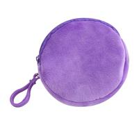 Llavero circular en miniatura con forma de monedero redondo, llavero suelto para cambios/llaves/bolsa de almacenamiento, adorno para mujer, bolsa redonda de moda con cremallera, Purple, Talla única
