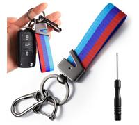 Llavero coche y tarjetero,Llavero Universal de Cuero para BMW Coche etc.Compatible con Todos los Modelos,Porta Chaves Carro para Coche, Oficina, Hogar, Color Dorado (Azul)