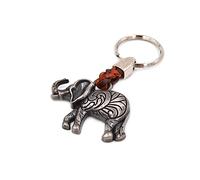 Llavero Colgante Elefante en Correa de Piel, 7 cm más Anilla 2,5cm.