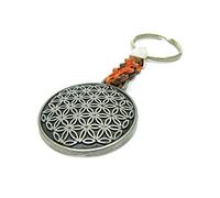 Llavero Colgante Llavero Flor de la Vida con Correa de Cuero. Una Joya Especial Que da Fuerza. 7 cm más Anilla 2,5 cm.