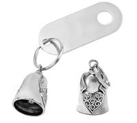 Llavero Colgante Moto llavero Moto Campana Guardiana Campana de Moto Guardian Campana de Suerte para Moto Aceite Campana de Motocicleta Ángel de Guarda Soporte para Campanilla Moto Bicicletas Plata