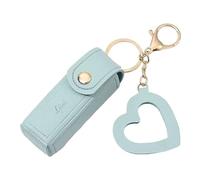 Llavero colorido con soporte para lápiz labial mujer y niña, bálsamo labial, estuche de cuero llavero clip bolso mano moderno, brillo llavero, bolsa Verde claro