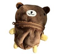 Llavero Compacto de Felpa con Soporte, Bear | Organizador de bolsa de felpa con cremallera para monedas, auriculares, colgante de bolsa de animales,