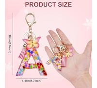 Llavero con 2 Letras, Cole De Borla, Adorno En Forma De Mariposa, Regalo con Logo Personalizado (Rosa, Azul).