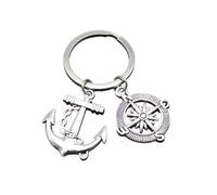 Llavero con ancla de marinero - Llaveros de marinero con ancla de barco y rosa de los vientos - Llavero de ancla de marinero - Regalo para amantes del mar, marineros o pescadores - Llavero unisex