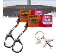 Llavero Con Botón De Advertencia De Incendio Y Maestro, Interruptores Táctiles De Seguridad for Cabina De Piloto De Aviación Con Luz LED Brillante, Llaveros De Alerta Estroboscópica De Emergencia