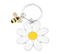 Llavero con colgante de abeja de margaritas, llavero de margaritas, llaveros de margaritas para mujer, llavero de margarita, llavero novedoso, llavero floral para bolso de llaves, llavero de metal