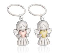 Llavero con colgante de ángel de la guarda, pack de 2 Llavero de ángel de la guarda, ángel de Navidad de metal, amuleto de la suerte, para exámenes o coche, adecuado como regalo para mujeres, novias